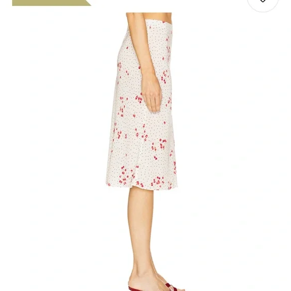 NWT L'Academie Hallie Midi Skirt in Suki Cherry Abstract - Picture 3 of 6